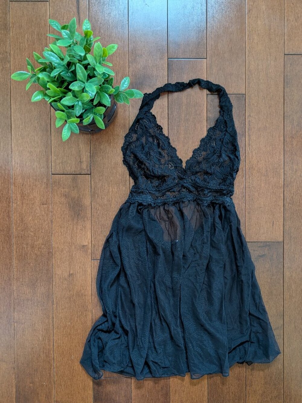 4/$25 BLACK LACEY HALTER VINTAGE SLIP DRESS
